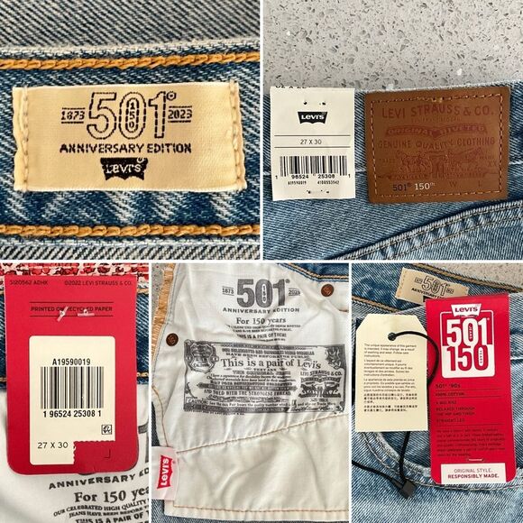 Levi’s 501 Blue 150th Anniversary Patchwork Jeans 27 - Picture 7 of 11